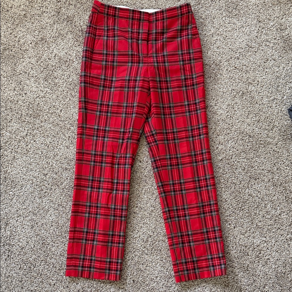 JCrew Red Plaid Pants